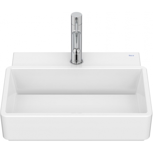 Roca Tura A327690000 掛牆面盆：矩形設計、單孔配置、簡約美觀